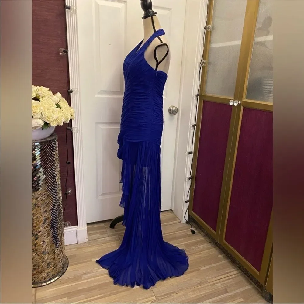 Alfombre Roja Elegant Blue Halter Dress, M